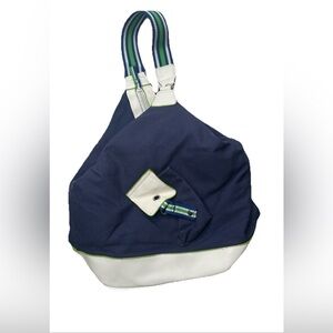 Vintage Navy & Cream Triangle Canvas Shoulder Bag